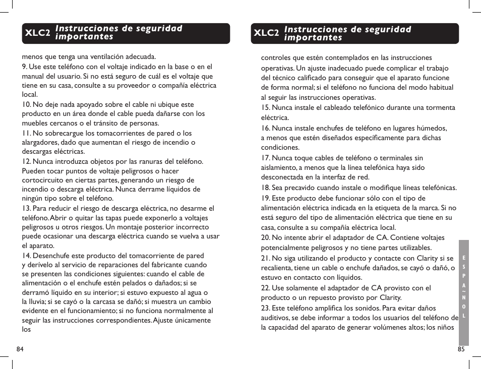 Clarity Professional XLC2 User Manual | Page 44 / 61