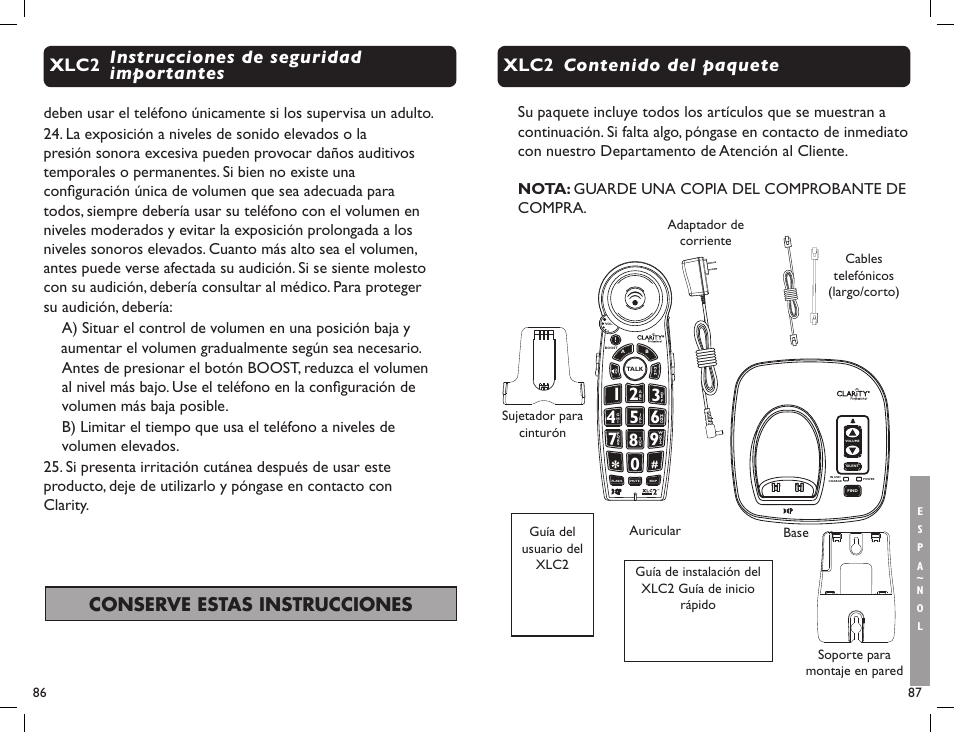 Clarity Professional XLC2 User Manual | Page 45 / 61