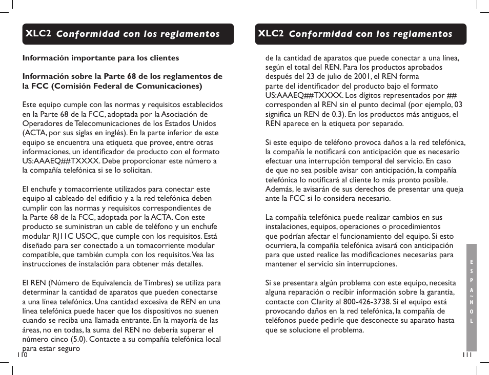 Clarity Professional XLC2 User Manual | Page 57 / 61