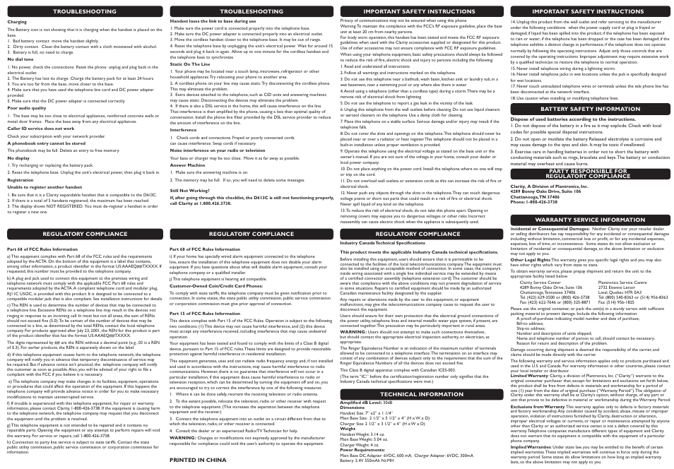 Clarity D613C User Manual | Page 2 / 2