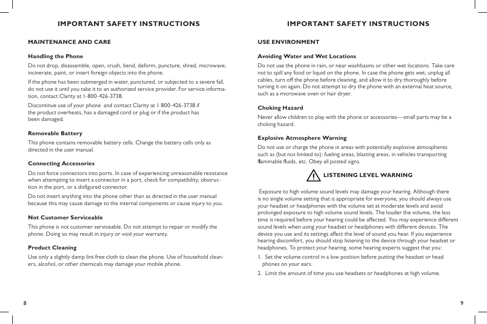 Clarity C900 User Manual | Page 5 / 51