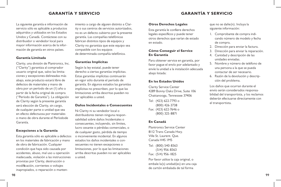 Clarity C900 User Manual | Page 50 / 51
