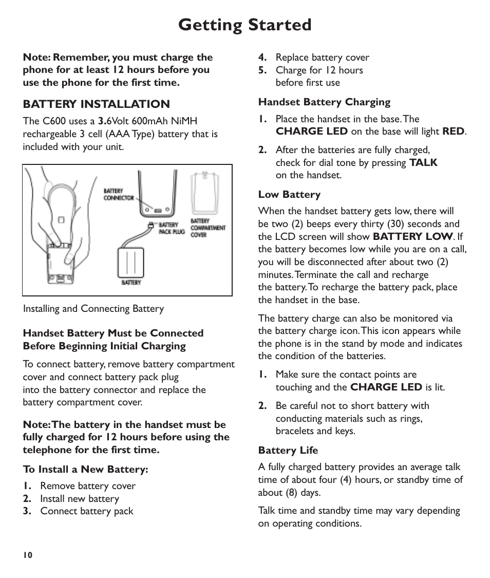 Getting started | Clarity C600 User Manual | Page 10 / 32