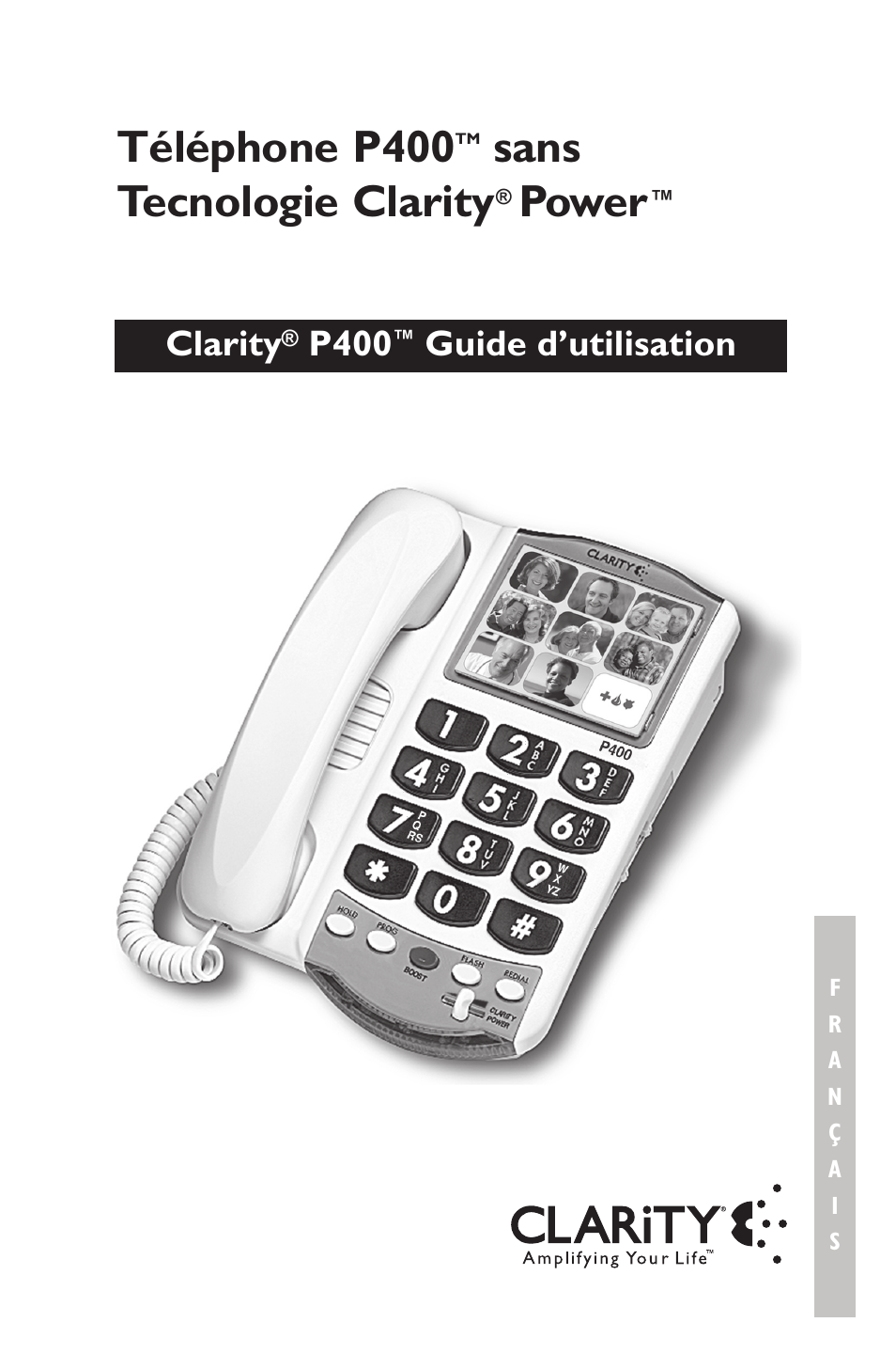 Téléphone p400, Sans tecnologie clarity, Power | Clarity, P400, Guide d’utilisation | Clarity p400 User Manual | Page 41 / 64