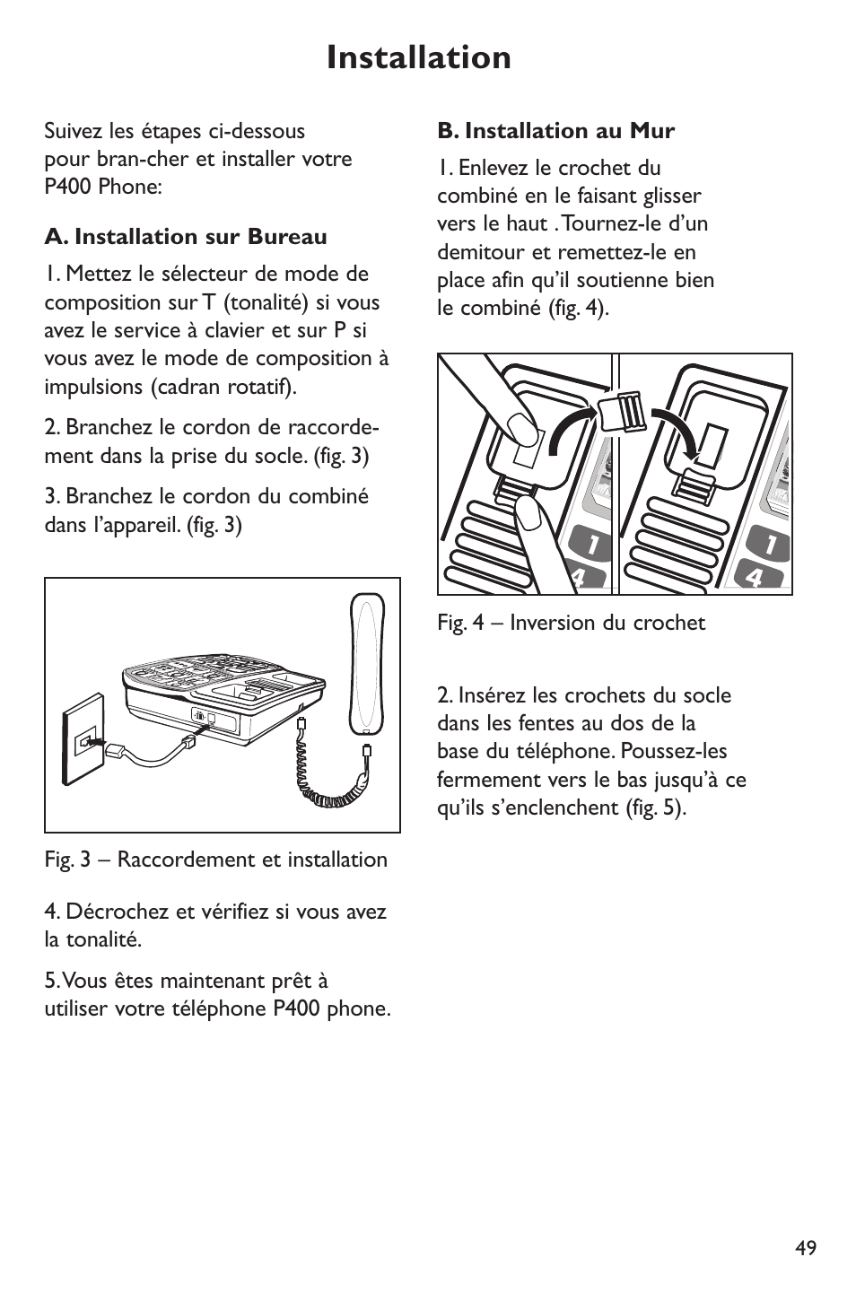Installation | Clarity p400 User Manual | Page 49 / 64