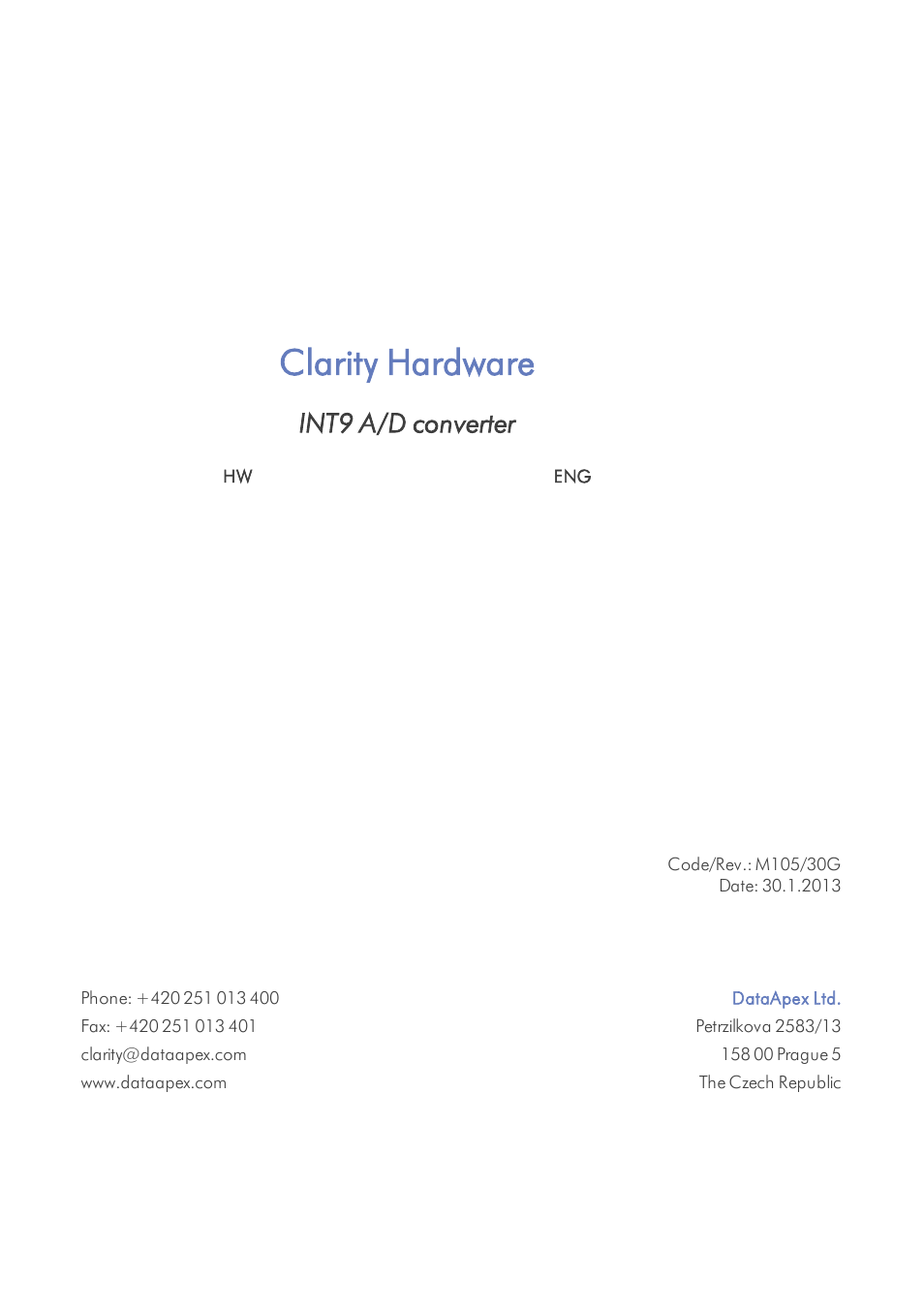 Clarity INT9 User Manual | 47 pages