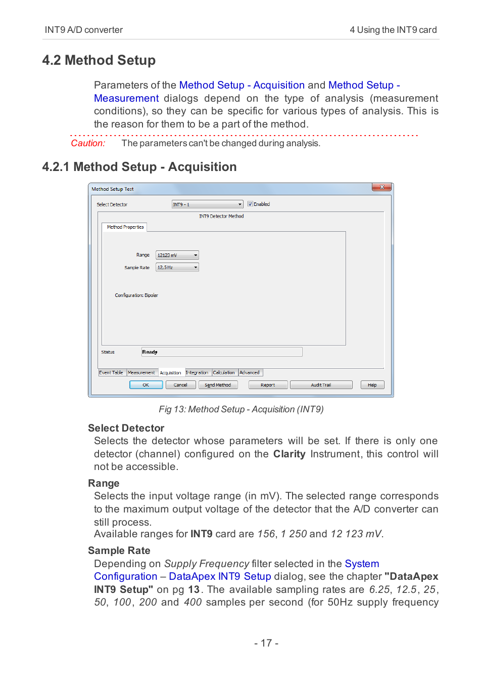 2 method setup, 1 method setup - acquisition | Clarity INT9 User Manual | Page 21 / 47