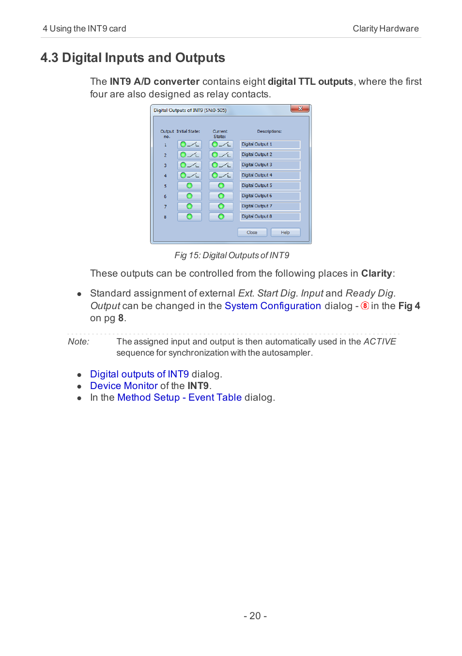 3 digital inputs and outputs, In the chapter "digital inputs, And outputs" on pg 20 | Clarity INT9 User Manual | Page 24 / 47