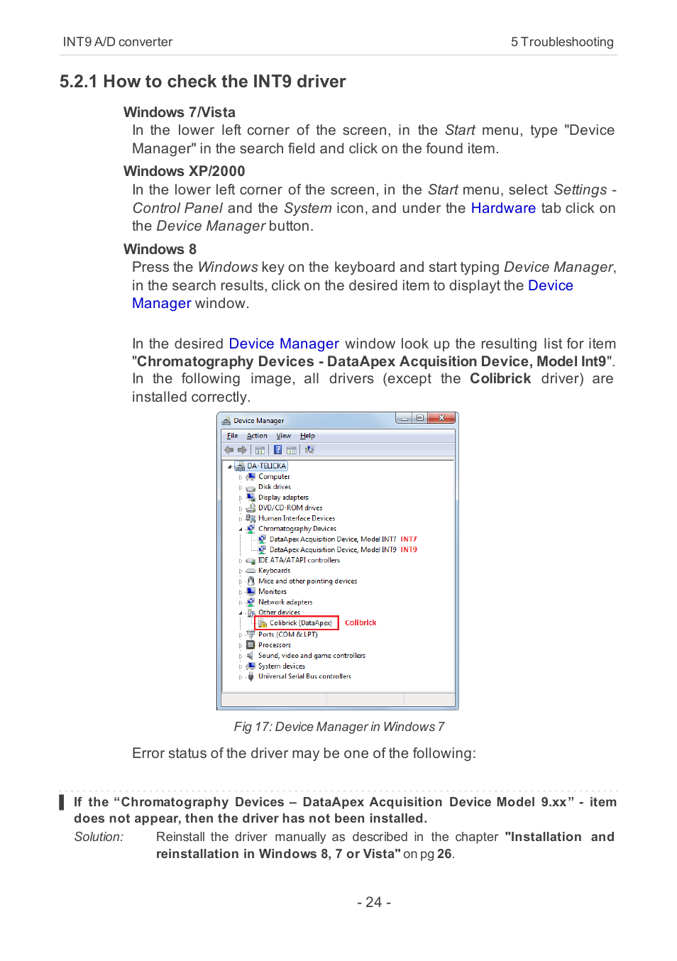 1 how to check the int9 driver | Clarity INT9 User Manual | Page 28 / 47