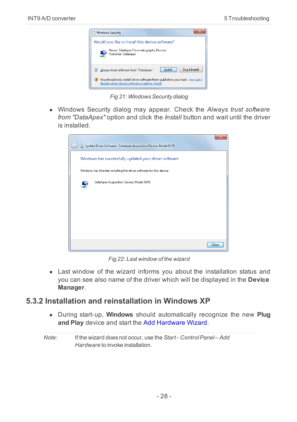 2 installation and reinstallation in windows xp | Clarity INT9 User Manual | Page 32 / 47