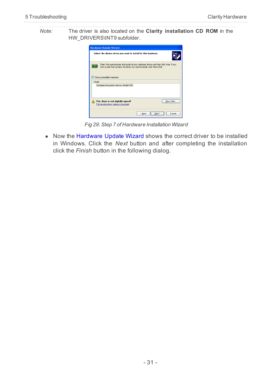 Clarity INT9 User Manual | Page 35 / 47