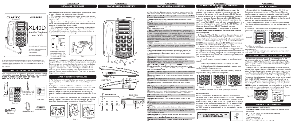 Clarity XL40D User Manual | 6 pages