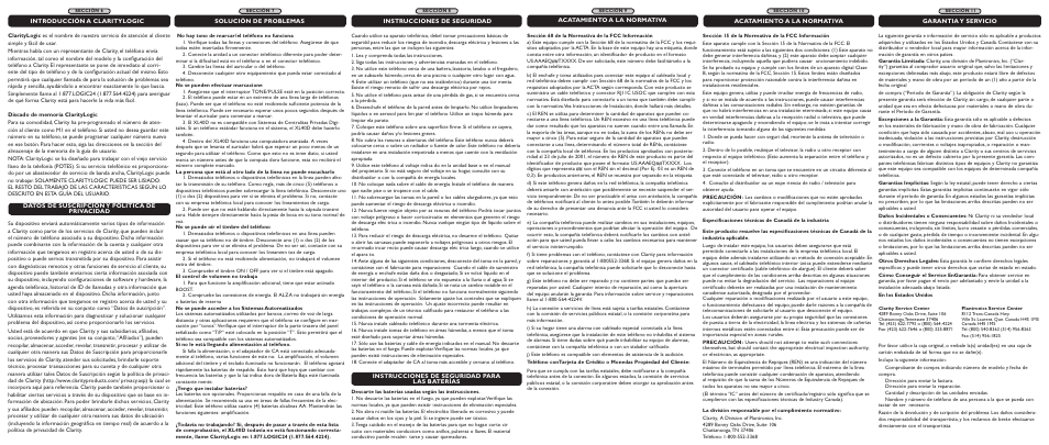 Clarity XL40D User Manual | Page 6 / 6