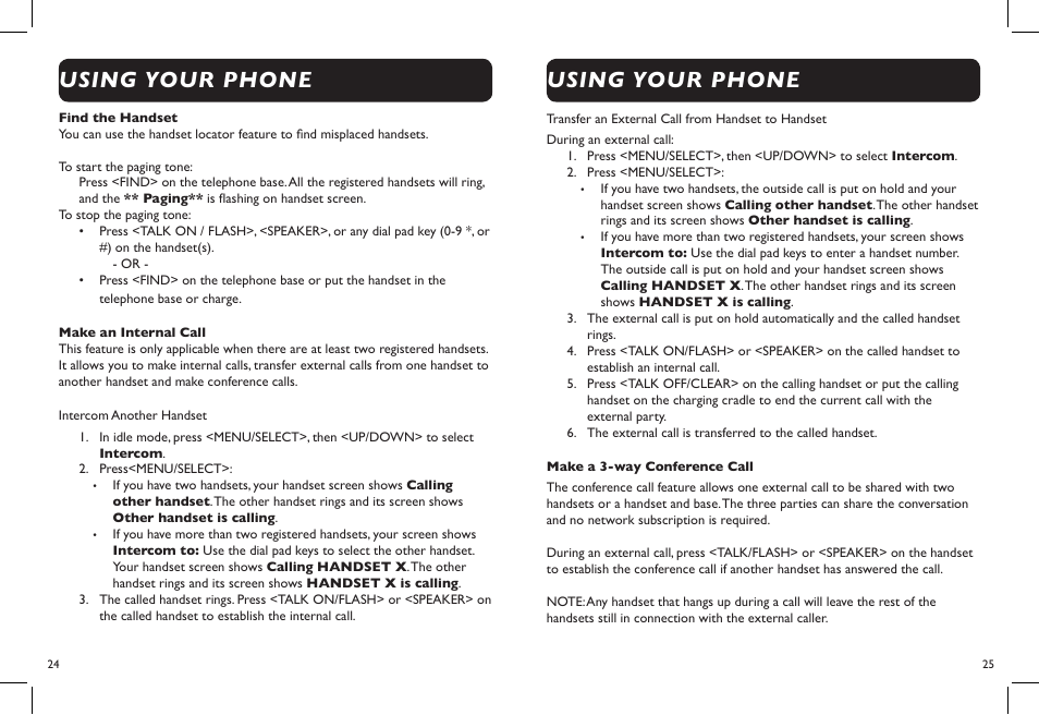 Using your phone | Clarity DECT6.0 Amplified Big Button Cordless Phone D703 User Manual | Page 14 / 25