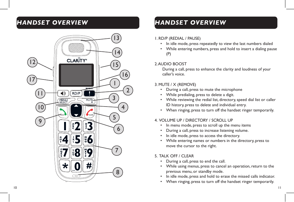 Clarity DECT6.0 Amplified Big Button Cordless Phone D703 User Manual | Page 7 / 25