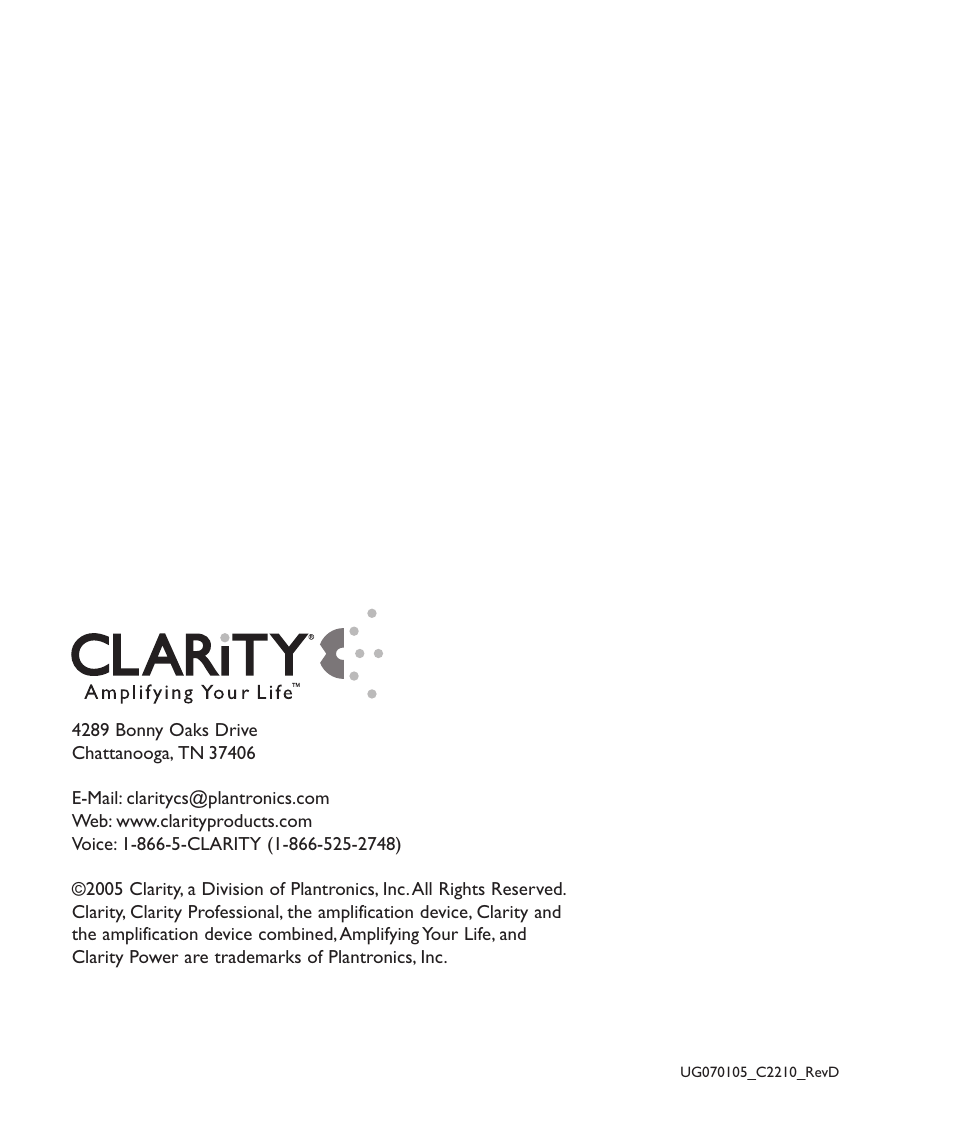 Clarity C2210 User Manual | 102 pages