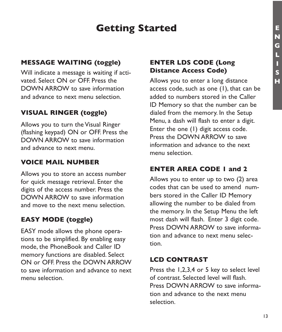 Getting started | Clarity C2210 User Manual | Page 14 / 102