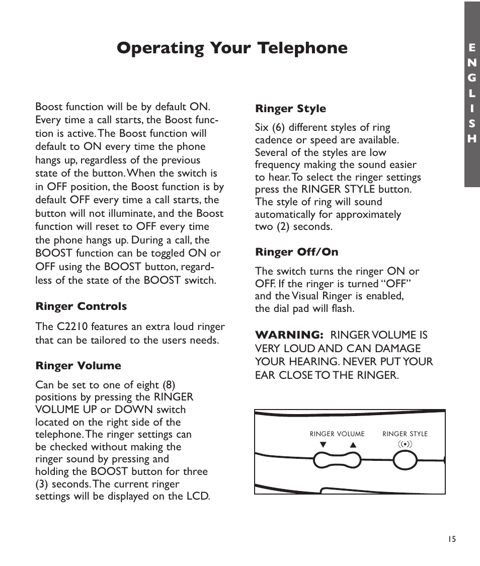 Operating your telephone | Clarity C2210 User Manual | Page 16 / 102