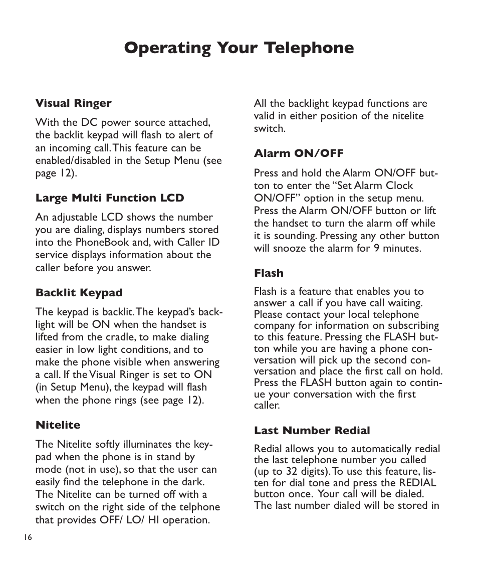 Operating your telephone | Clarity C2210 User Manual | Page 17 / 102