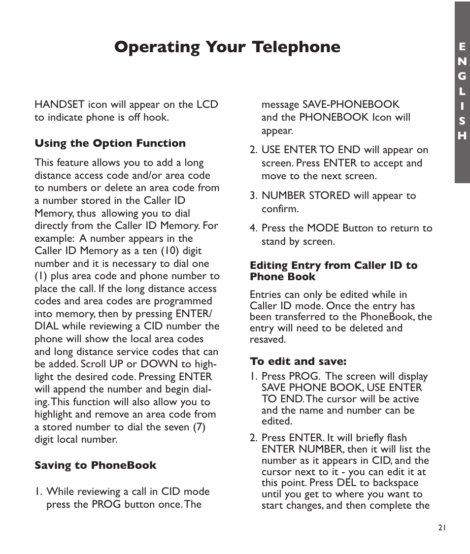 Operating your telephone | Clarity C2210 User Manual | Page 22 / 102