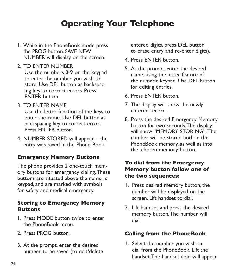 Operating your telephone | Clarity C2210 User Manual | Page 25 / 102