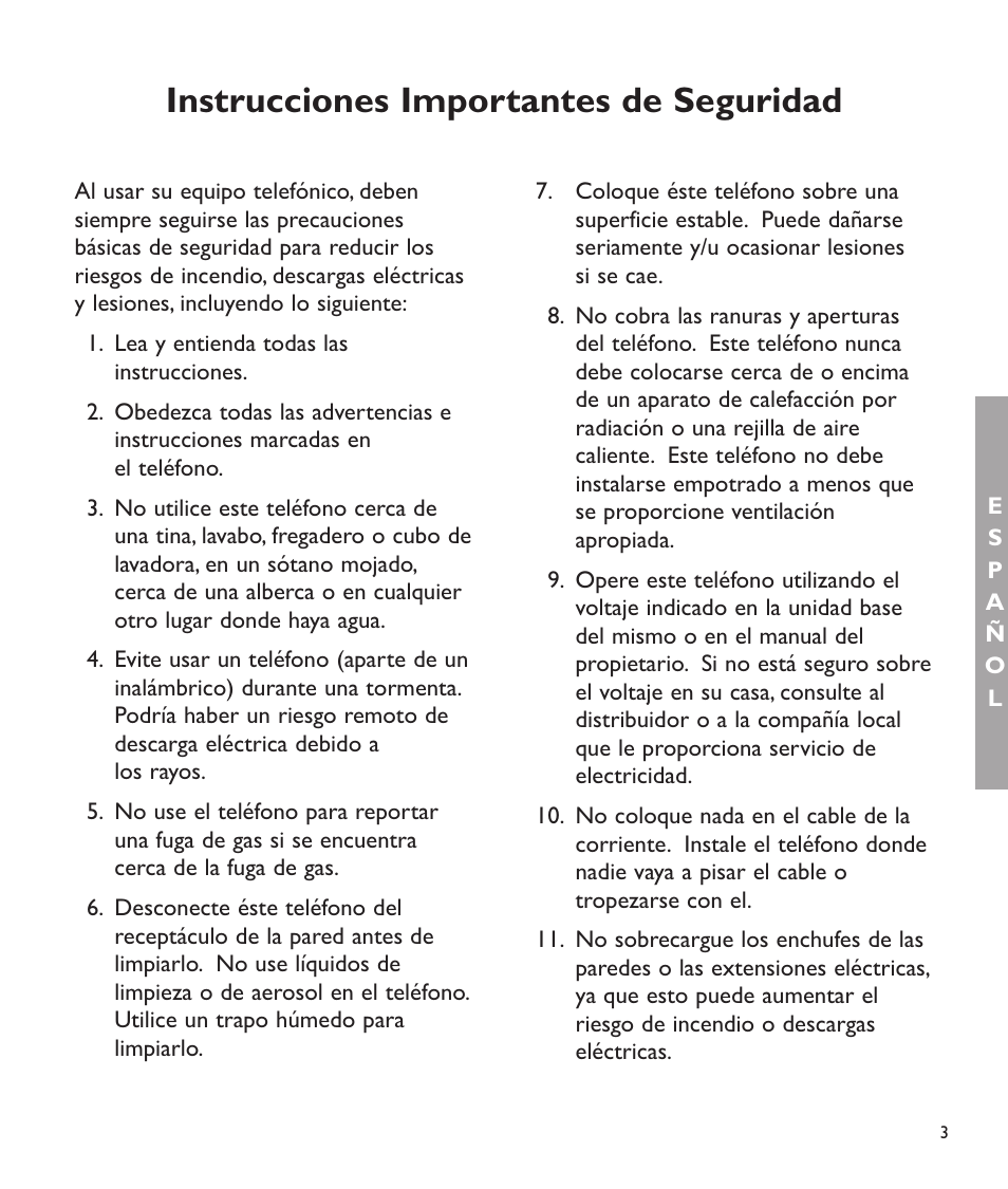 Instrucciones importantes de seguridad | Clarity C2210 User Manual | Page 36 / 102