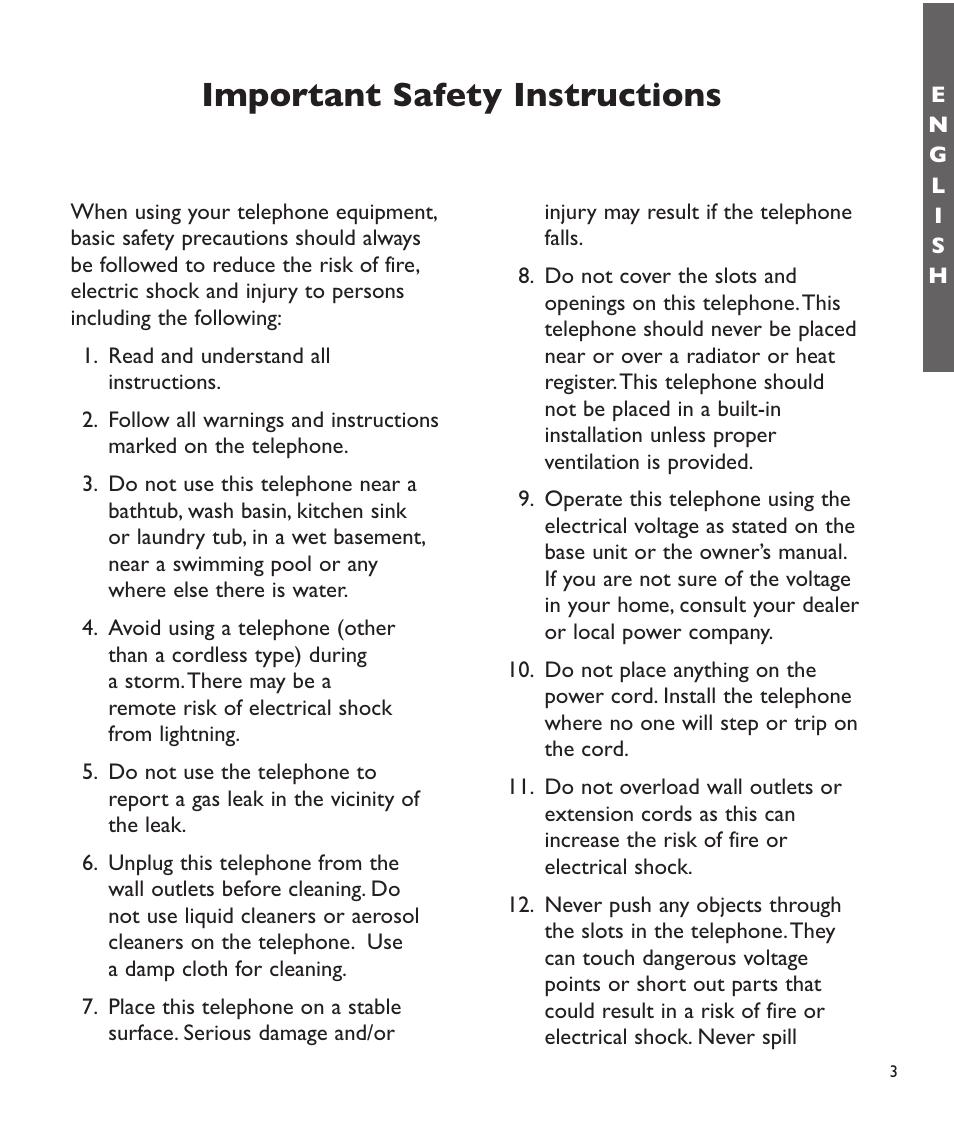 Important safety instructions | Clarity C2210 User Manual | Page 4 / 102
