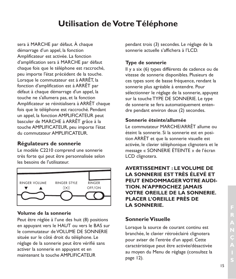 Utilisation de votre téléphone | Clarity C2210 User Manual | Page 84 / 102