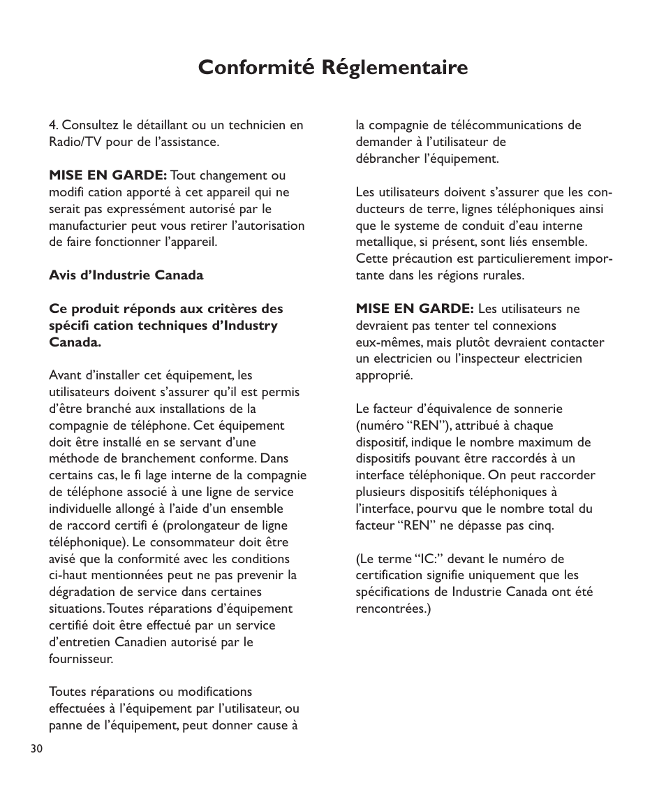 Conformit, Glementaire | Clarity C2210 User Manual | Page 99 / 102