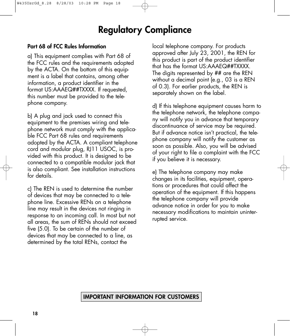 Regulatory compliance | Clarity 435 User Manual | Page 18 / 76