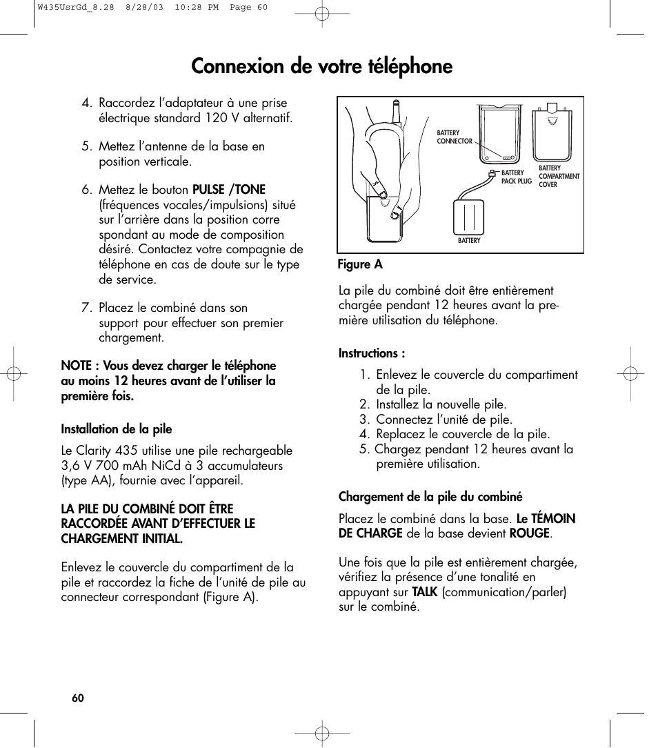 Connexion de votre téléphone | Clarity 435 User Manual | Page 60 / 76