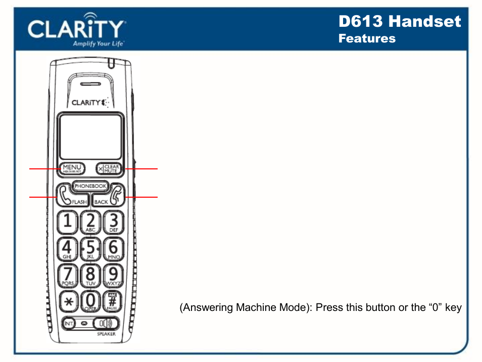 D613 handset | Clarity D613 User Manual | Page 7 / 16