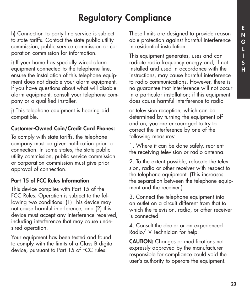 Regulatory compliance | Clarity 420 User Manual | Page 23 / 92