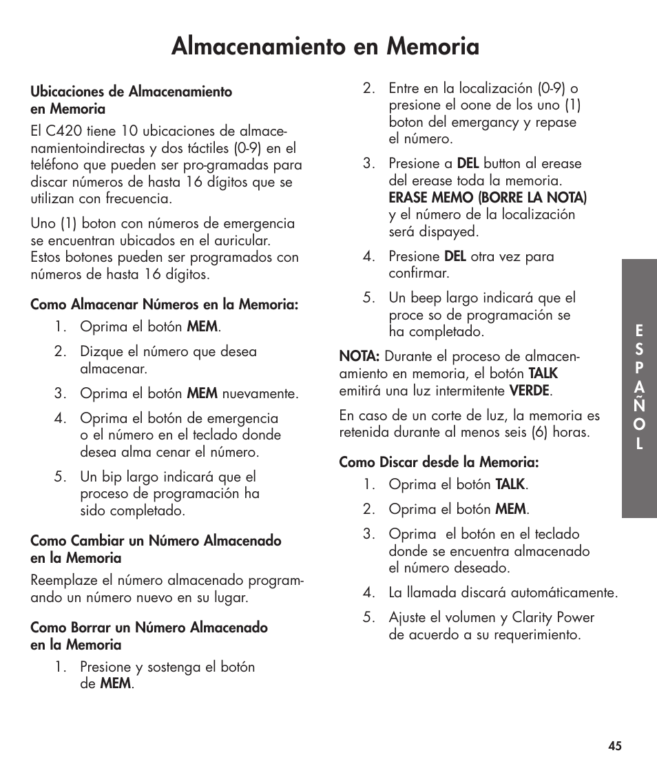Clarity 420 User Manual | Page 45 / 92