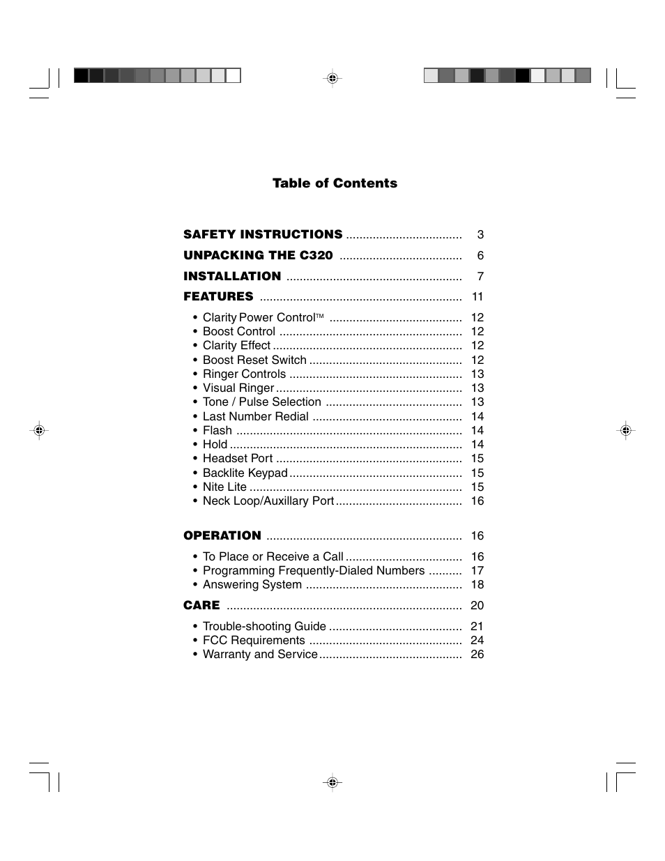 Clarity C320 User Manual | Page 2 / 88