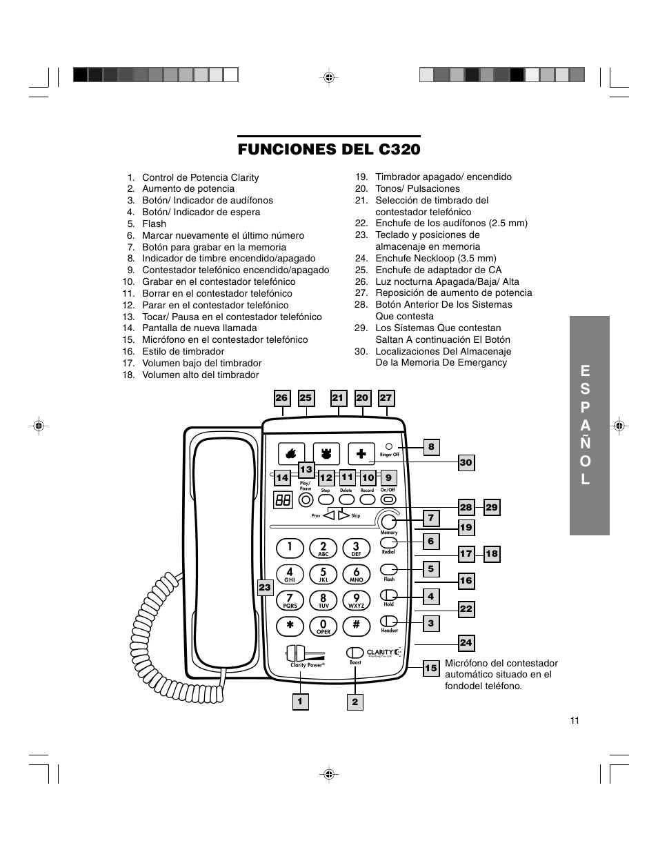 Funciones del c320 | Clarity C320 User Manual | Page 39 / 88