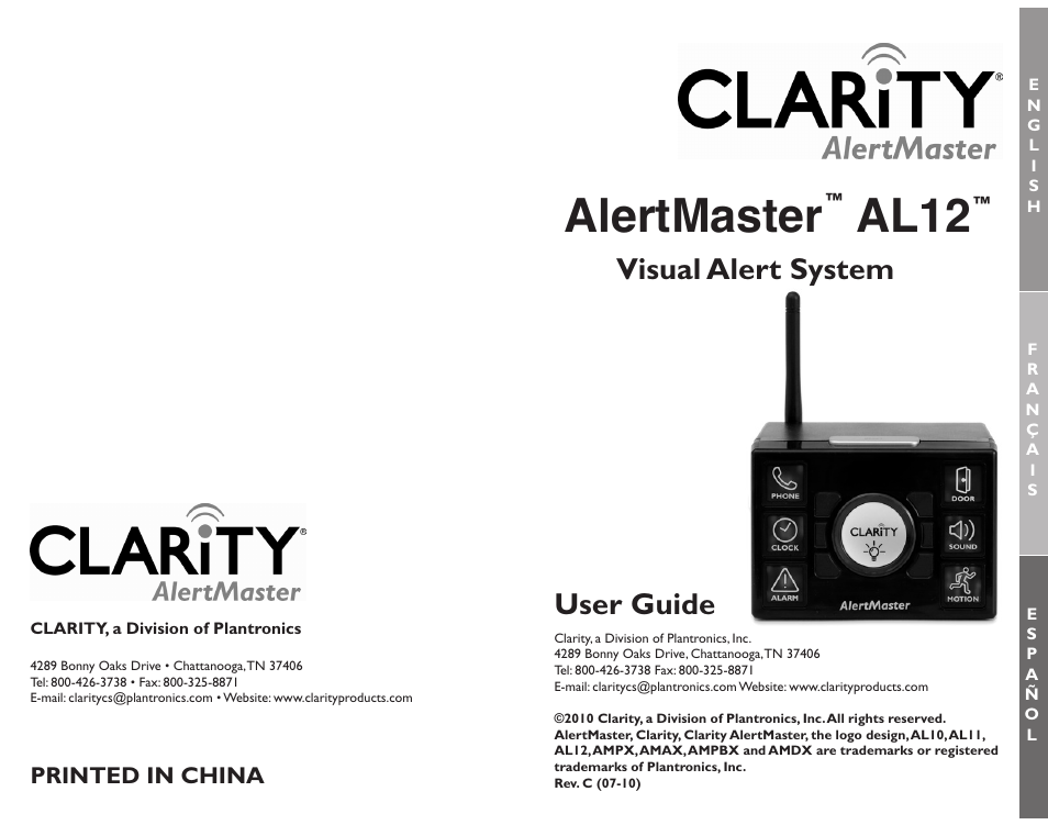 Clarity ALERTMASTER AL12 User Manual | 32 pages