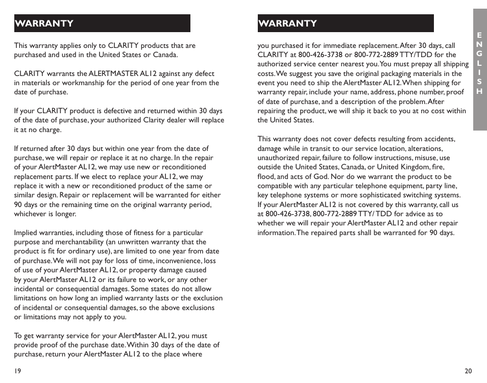 Clarity ALERTMASTER AL12 User Manual | Page 11 / 32