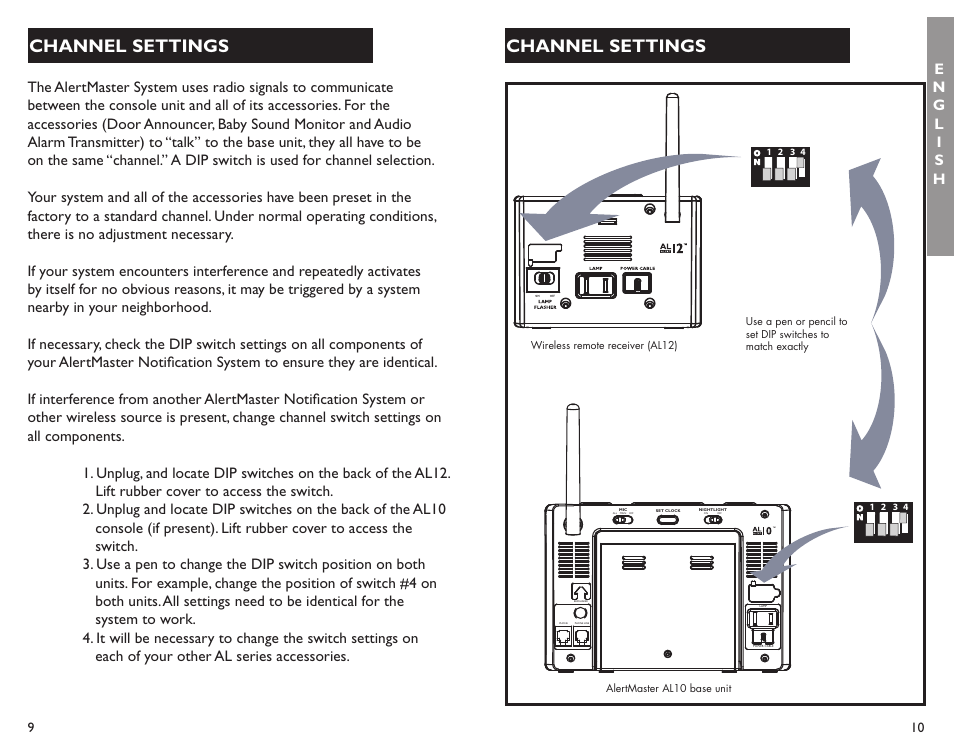 Channel settings | Clarity ALERTMASTER AL12 User Manual | Page 6 / 32