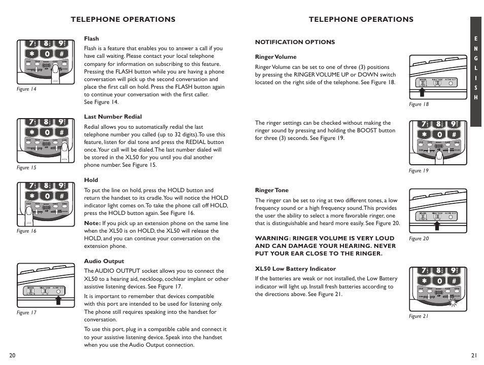 Telephone operations | Clarity XL50 User Manual | Page 11 / 53