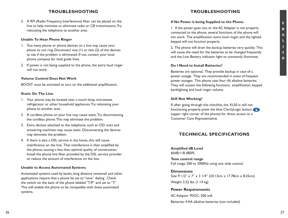 Clarity XL50 User Manual | Page 14 / 53