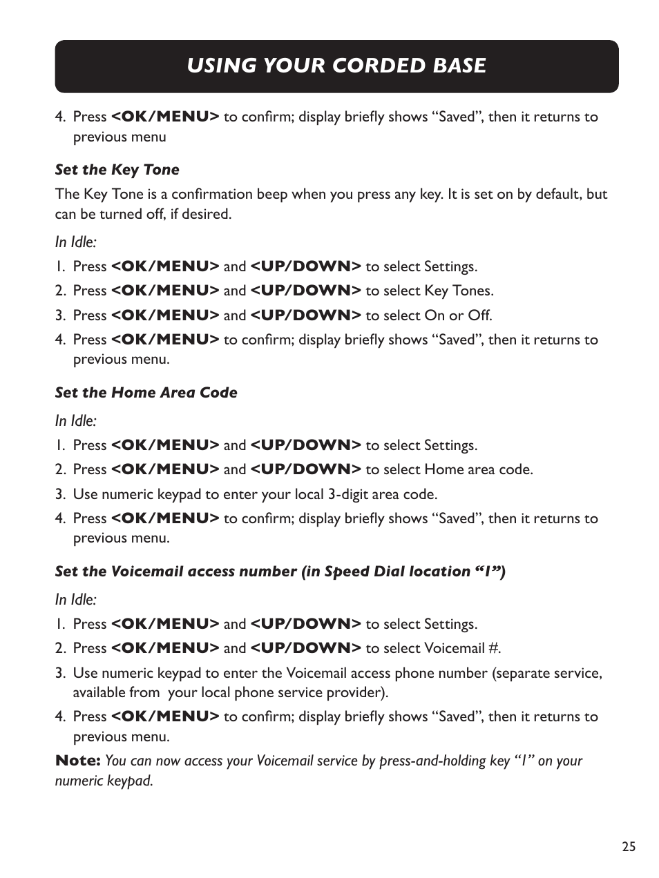 Using your corded base | Clarity E814CC User Manual | Page 25 / 64