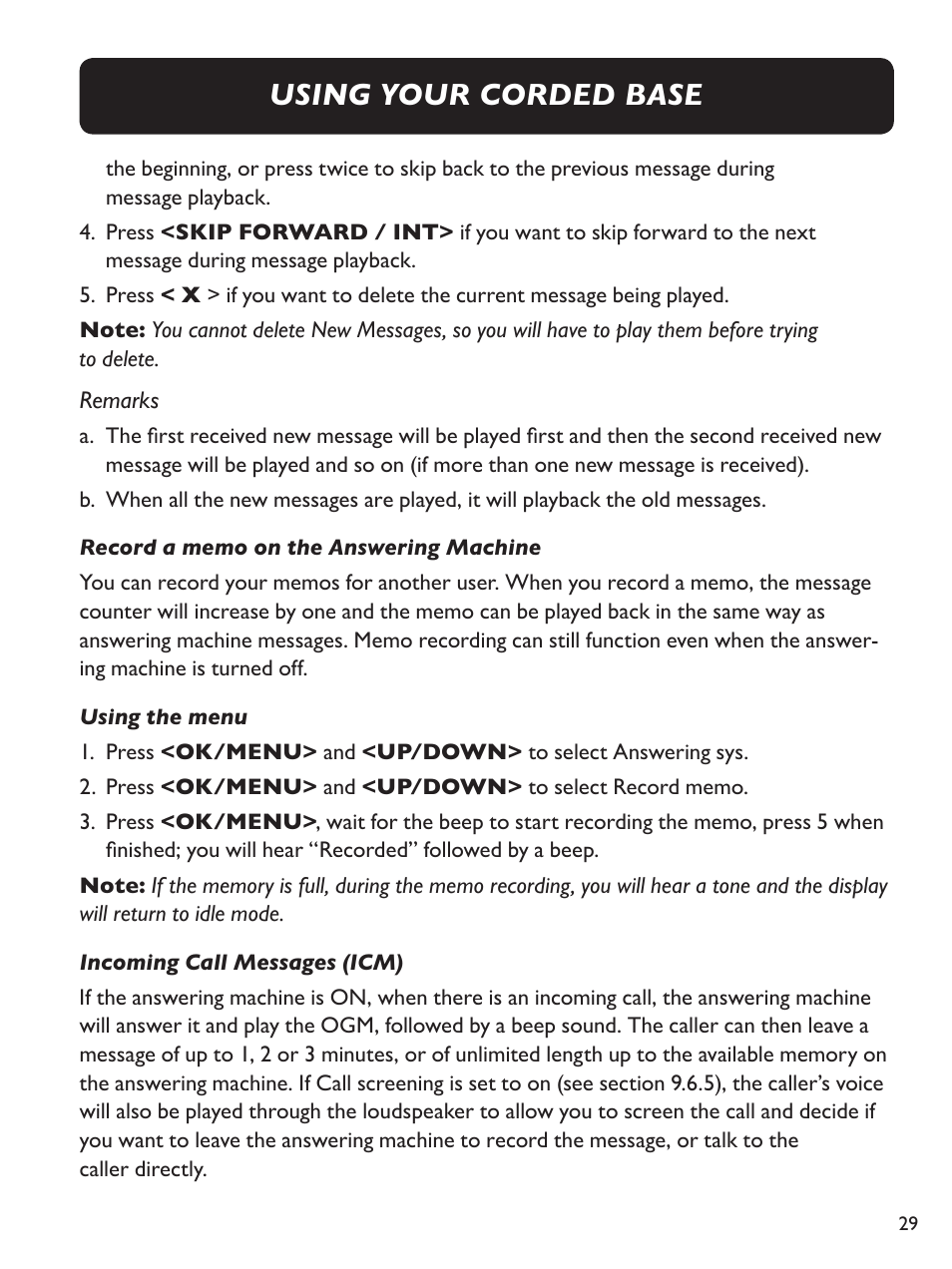Using your corded base | Clarity E814CC User Manual | Page 29 / 64