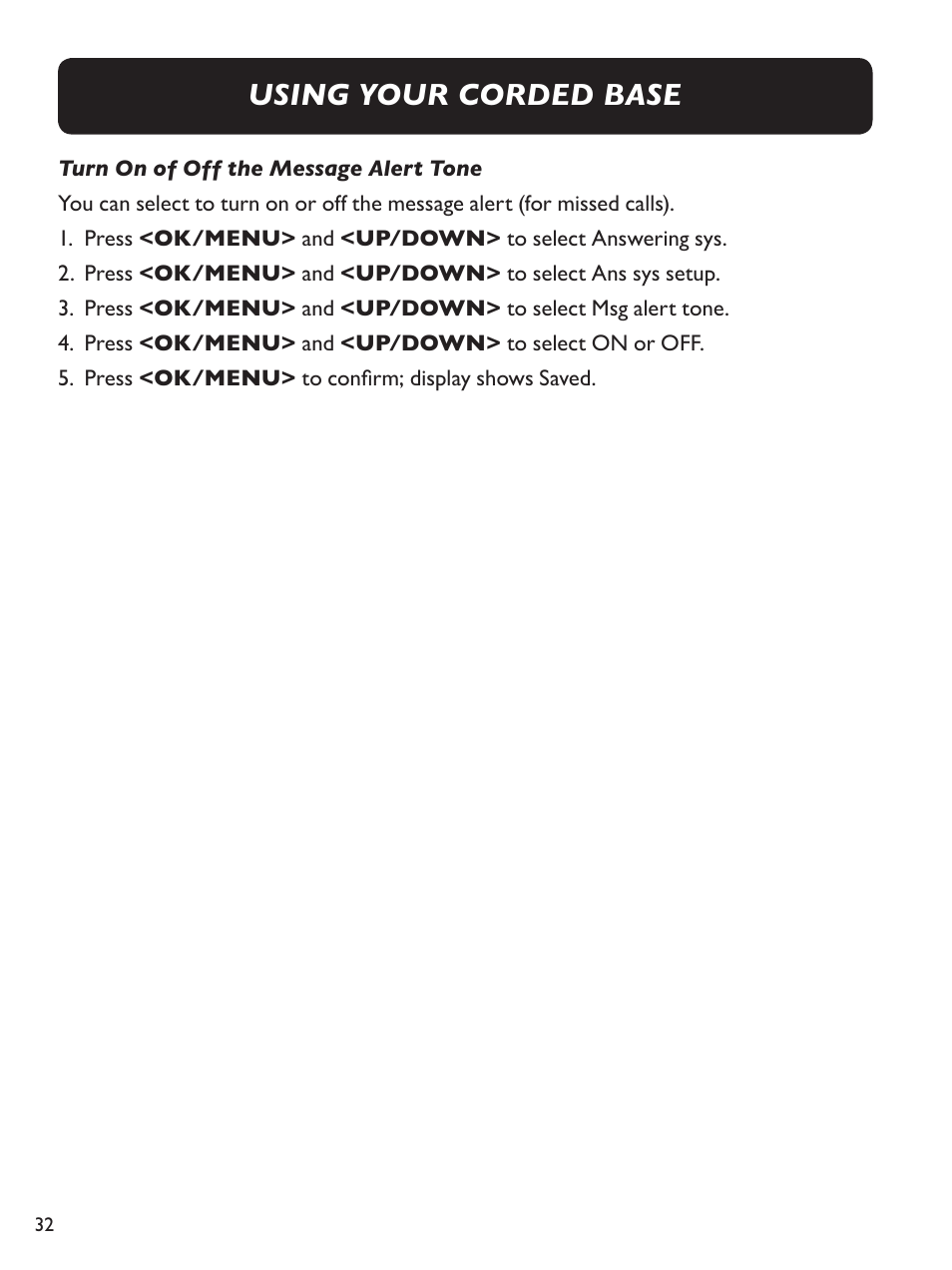 Using your corded base | Clarity E814CC User Manual | Page 32 / 64