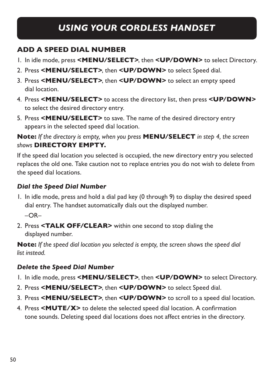 Using your cordless handset | Clarity E814CC User Manual | Page 50 / 64