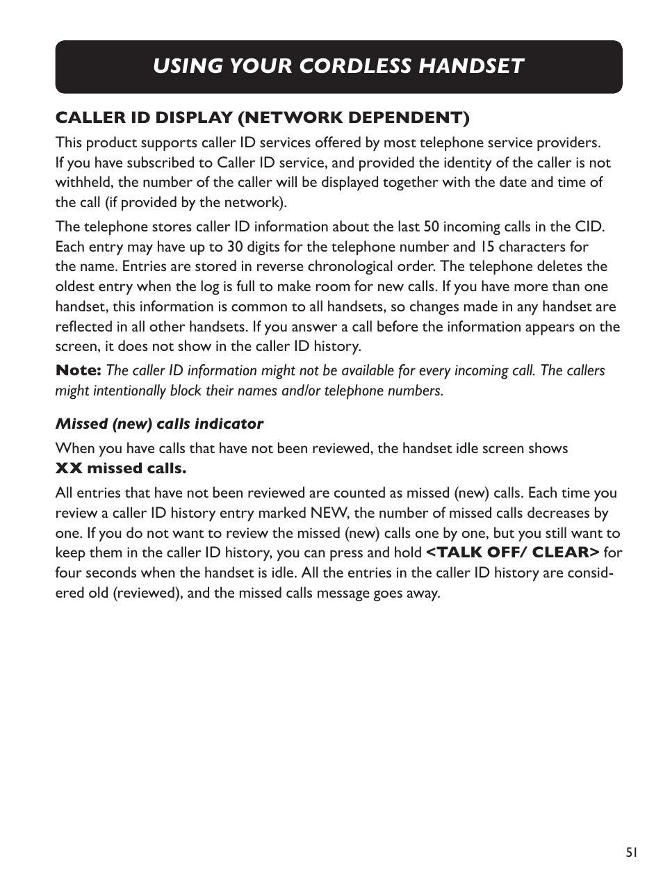 Using your cordless handset | Clarity E814CC User Manual | Page 51 / 64