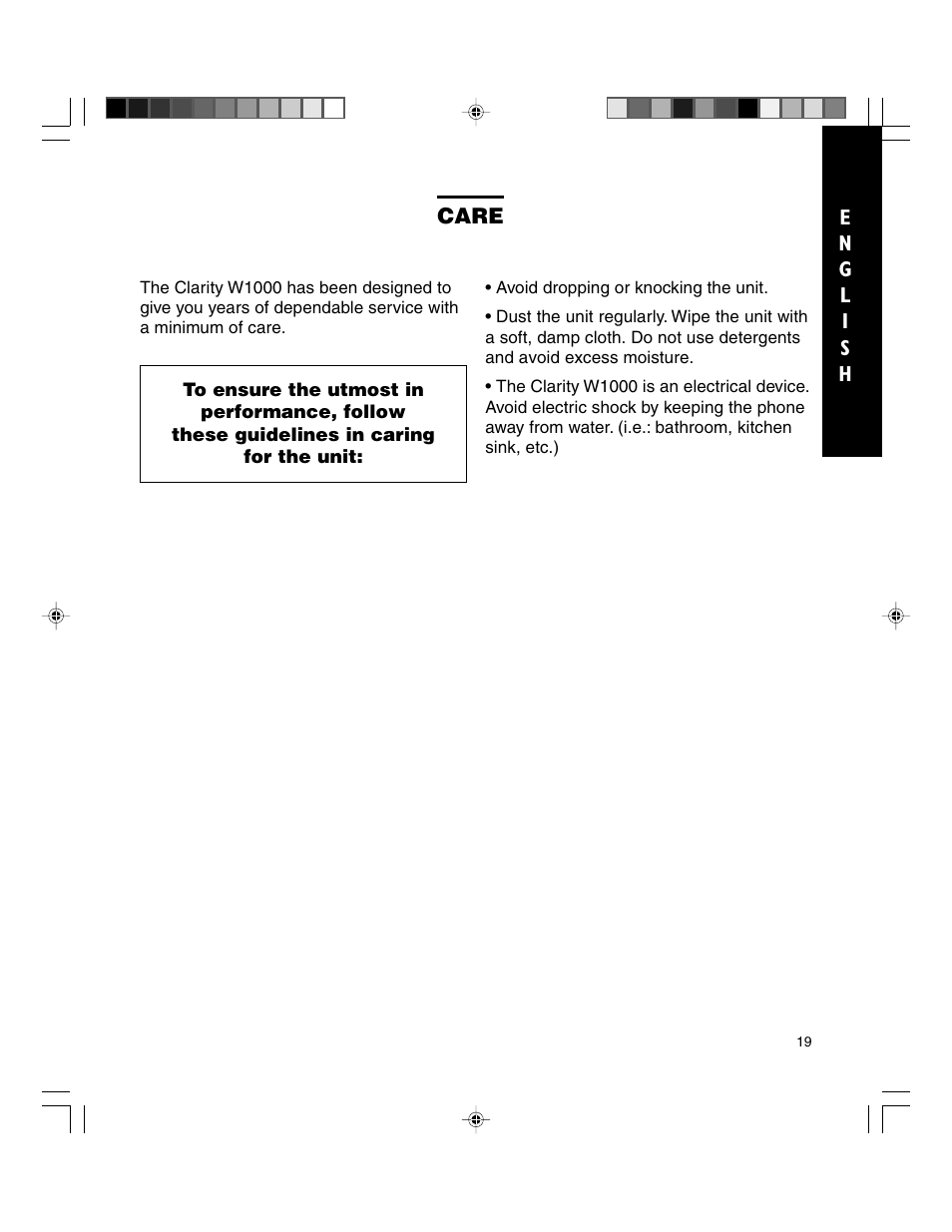 Clarity TELEPHONE W1000 User Manual | Page 19 / 84