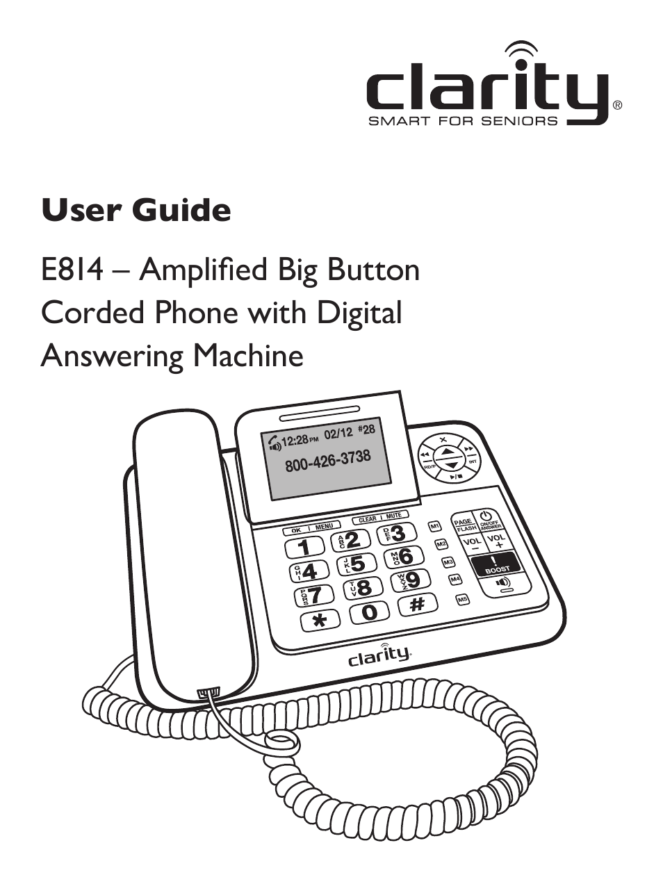 Clarity Amplified Big Button Corded Phone with Digital Answering Machine E814 User Manual | 64 pages