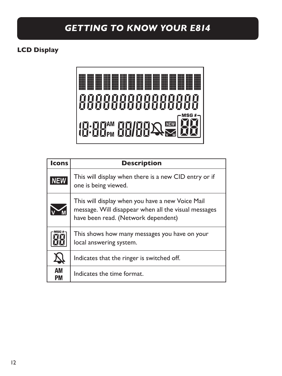 Getting to know your e814 | Clarity Amplified Big Button Corded Phone with Digital Answering Machine E814 User Manual | Page 12 / 64