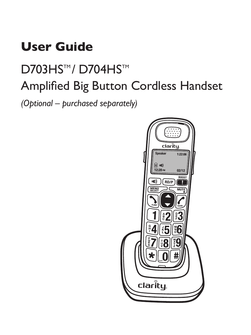 D703hs, D704hs, Amplified big button cordless handset | User guide | Clarity Amplified Big Button Corded Phone with Digital Answering Machine E814 User Manual | Page 35 / 64